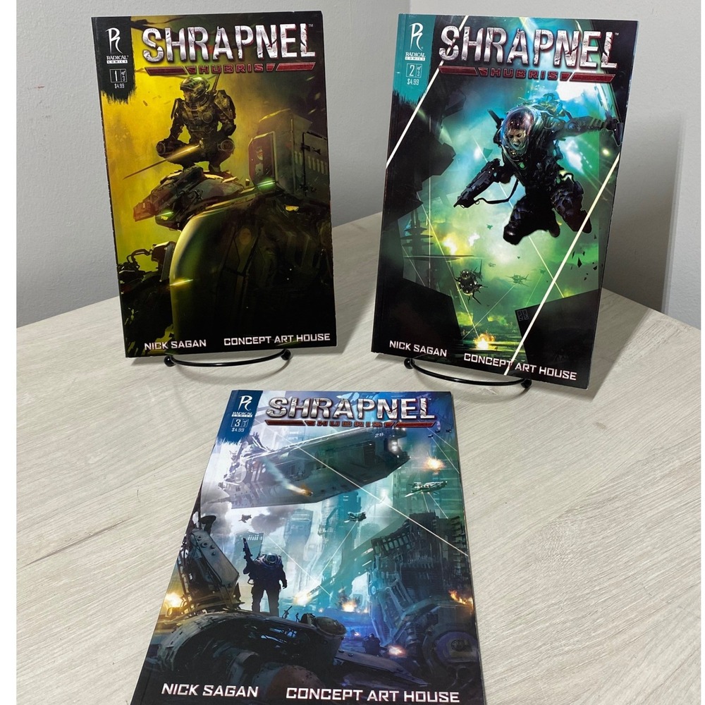 Shrapnel Hubris Comic Set 1-3 Radical Comics Nick Sagan Sci-Fi 2010 Complete Set